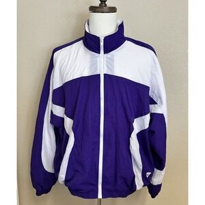 Varsity Purple And White Zip Up‎ Jacket Womens Size XL Lightweight